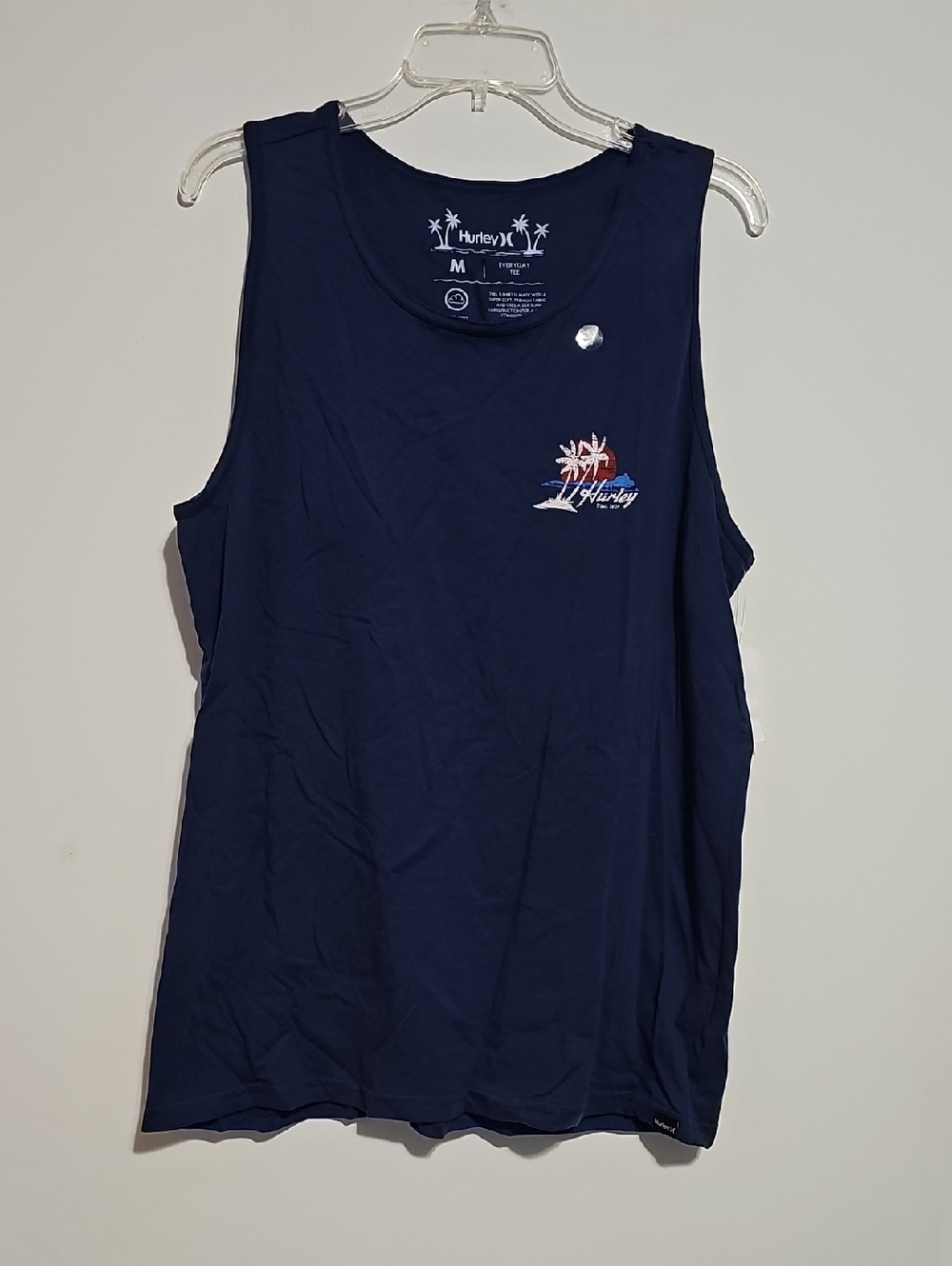 New Hurley Navy Tank Sunset Palm Graphic Beach Sz Medium Pacsun Swim